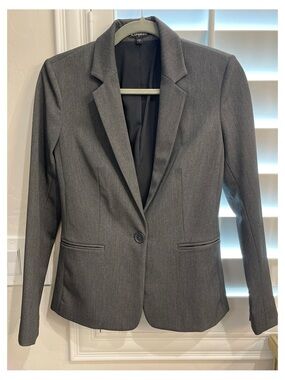 Express Women's Charcoal Gray Single-Button Blazer